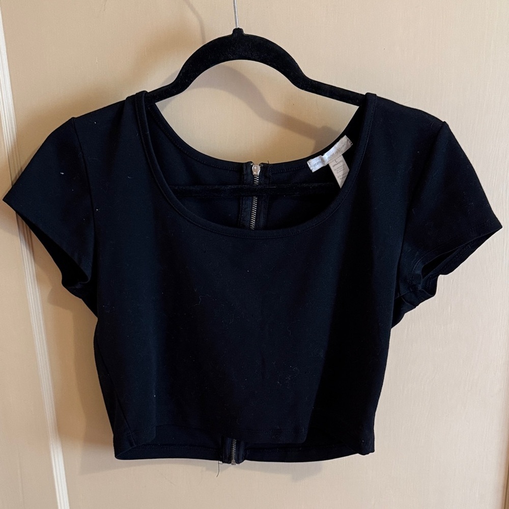 Chic Black Crop Top Blouse